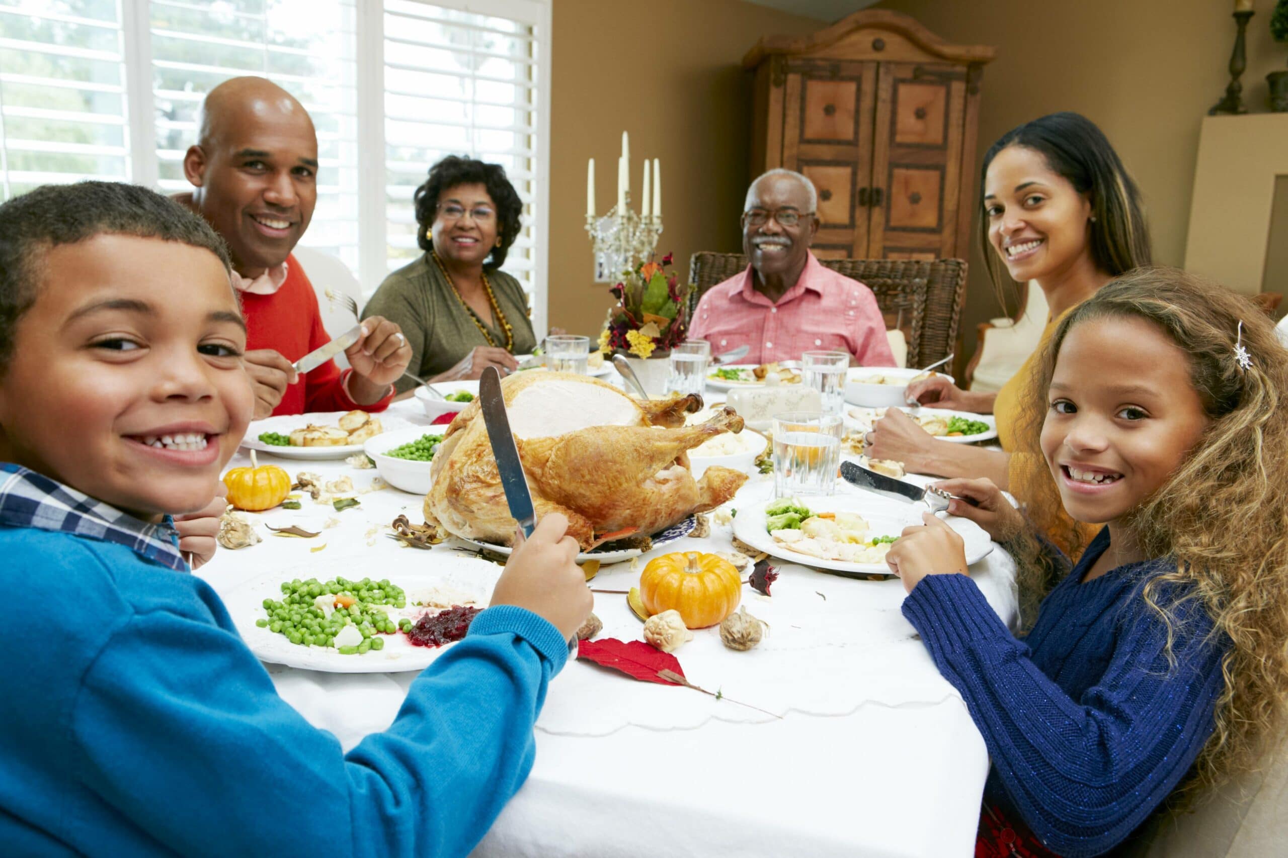 Family having thanksgiving dinner