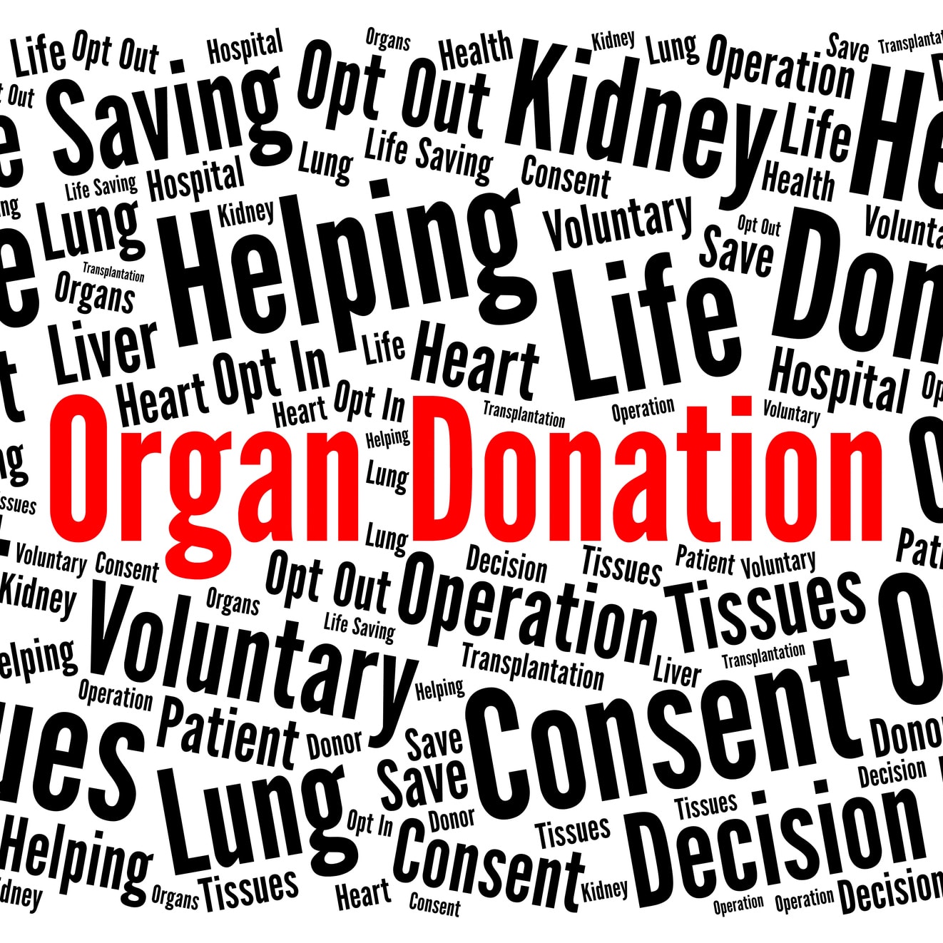 Organ donation word cloud concept