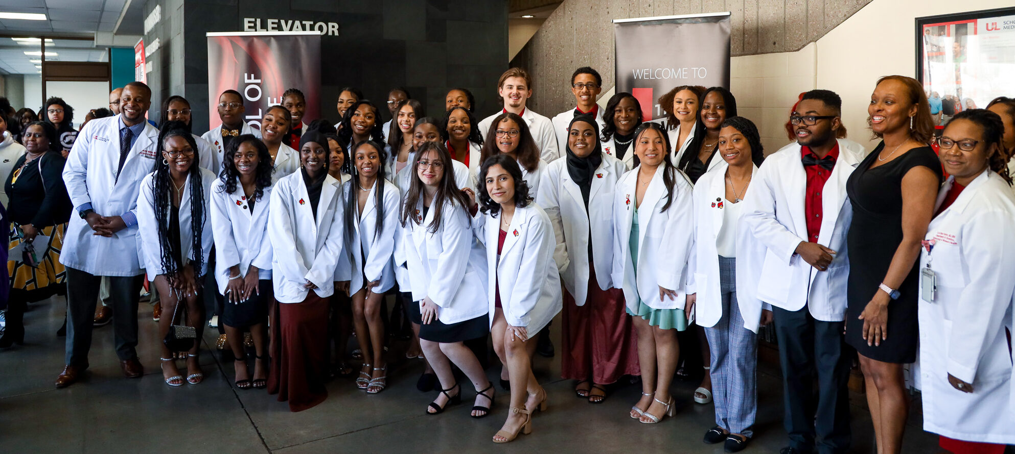 Group shot of the Central High School Pre-Medical Magnet Program members after receiving their white coats.