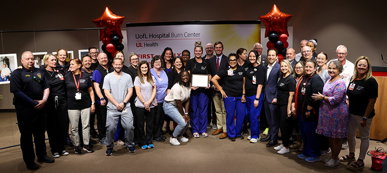Group photo of UofL Hospital Burn Center team