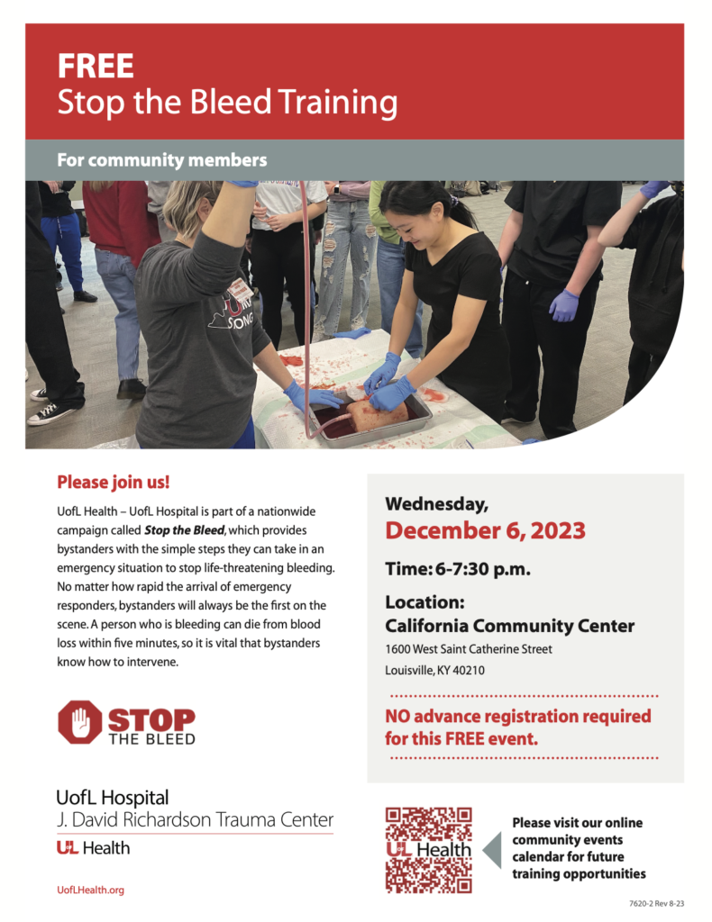 stop the bleed training flyer for uofl health