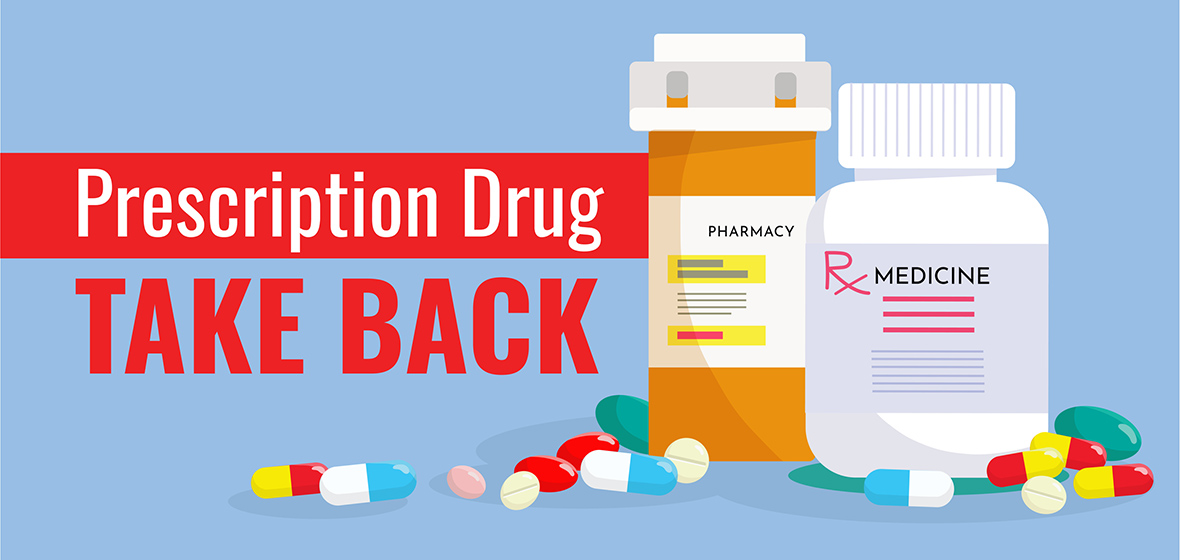Prescription Drug Take Back graphic, vector illustration