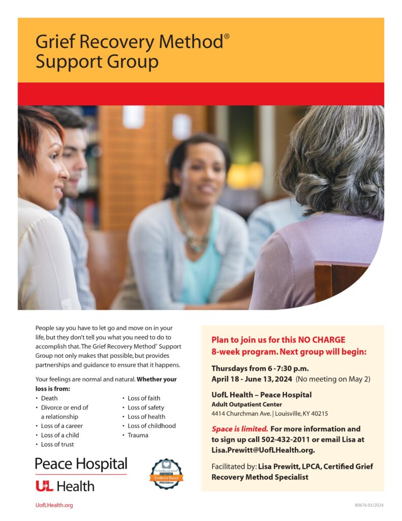 Peace Hospital Grief Recovery Method® Support Group April 18 - June 13, 2024