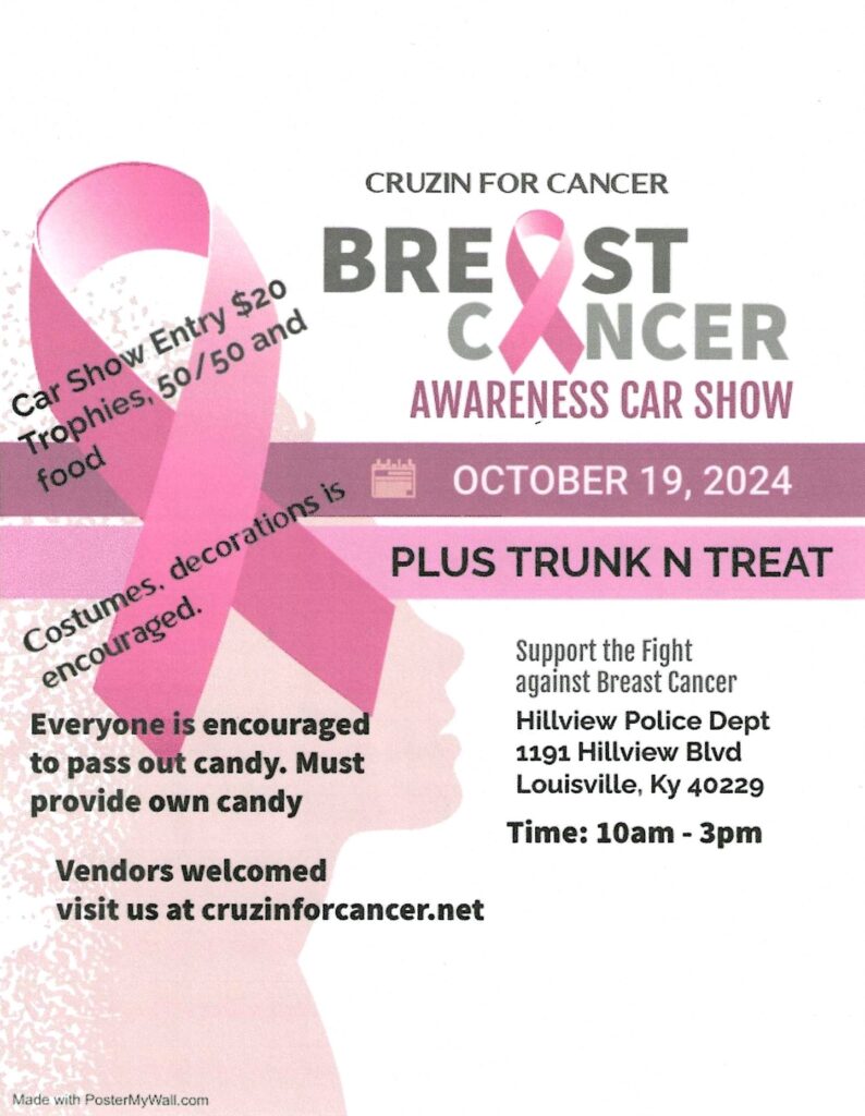 October 19, 2024 Cruzin' for Cancer Breast Cancer Awareness Car Show